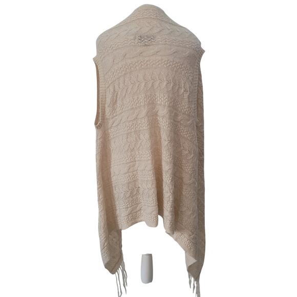 Knox Rose Size 1X Open Front Sleeveless Knit Fringe Hem Cardigan Vest - Picture 3 of 6